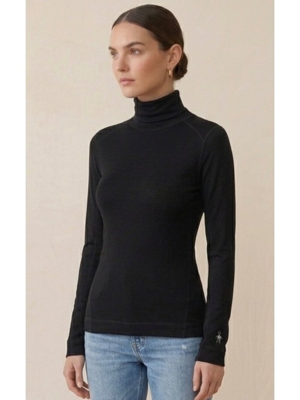 Smartwool Turtleneck Base Layer Knit Top Size Small Black Outdoors Hiking Gorp